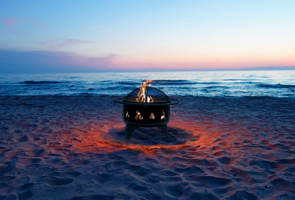 outdoor fire pit on the beach